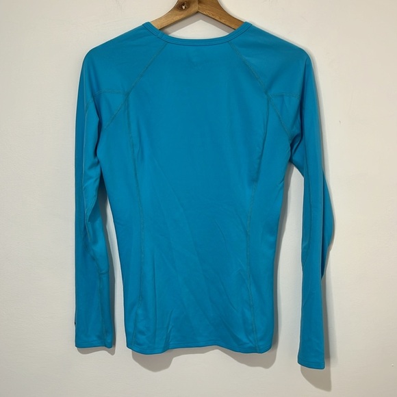 North Face Women's Running Shirt Size M Long Sleeve Teal Blue Flash Dry Hiking - Picture 2 of 16